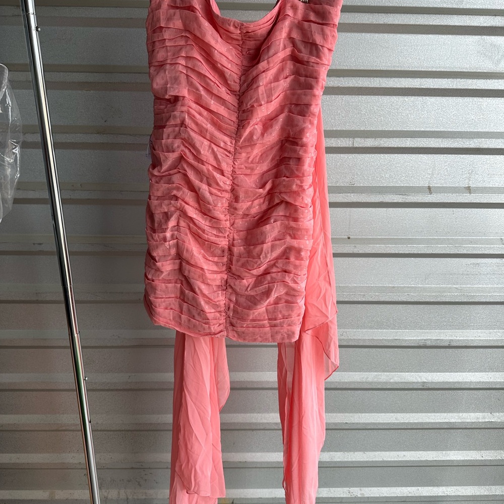 BCBG Salmon Rose Ruched Dress